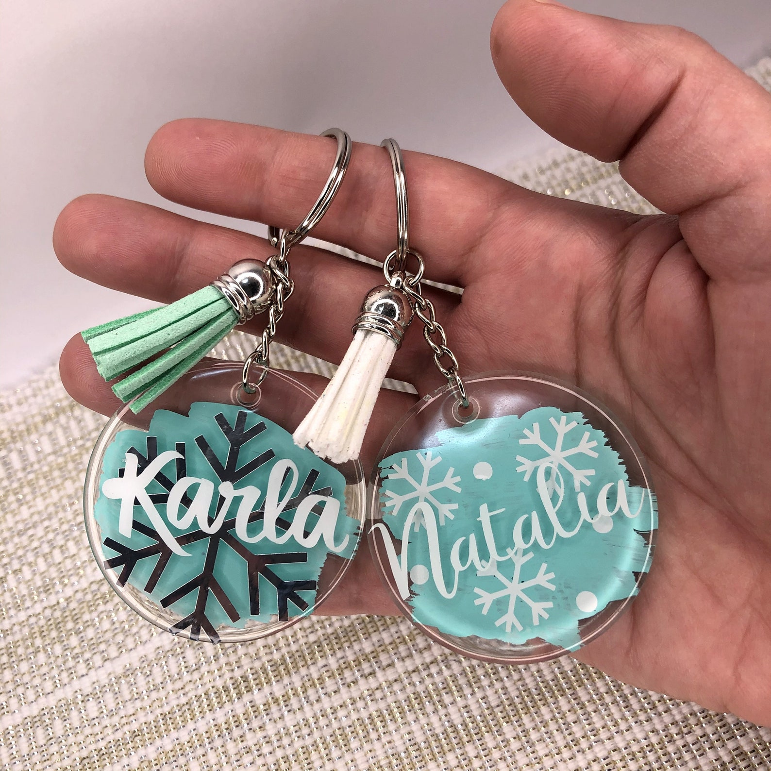 Custom acrylic keychain. Keychain with vinyl sticker and Etsy