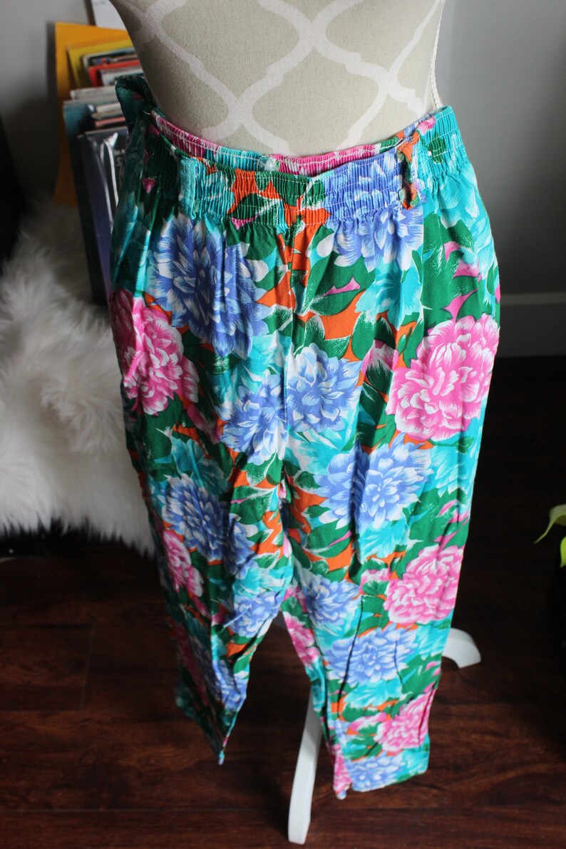 Vintage 80/'s floral cotton pants