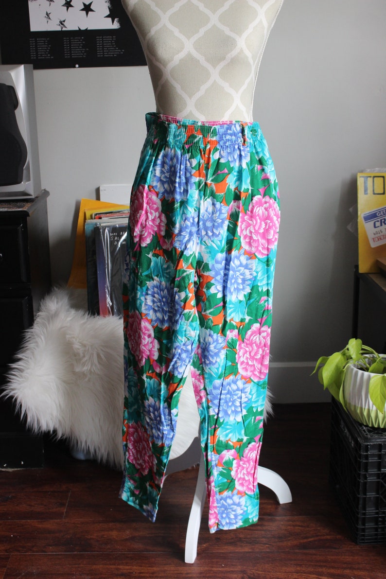 Vintage 80/'s floral cotton pants