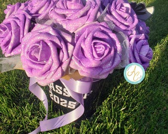 Glitter Roses, Graduation, Class of 2025, Eternal Rose Bouquet, Gift, Graduation Bouquet, Aesthetic, Ramo Buchón,Grad, Small Bouquet, Bucket