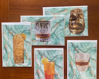 Teal Marble Drink Cards