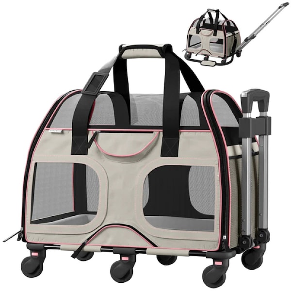 Katziela® Luxury Rider PRO Pet Carrier with Removable Wheels and Double Telescopic handle