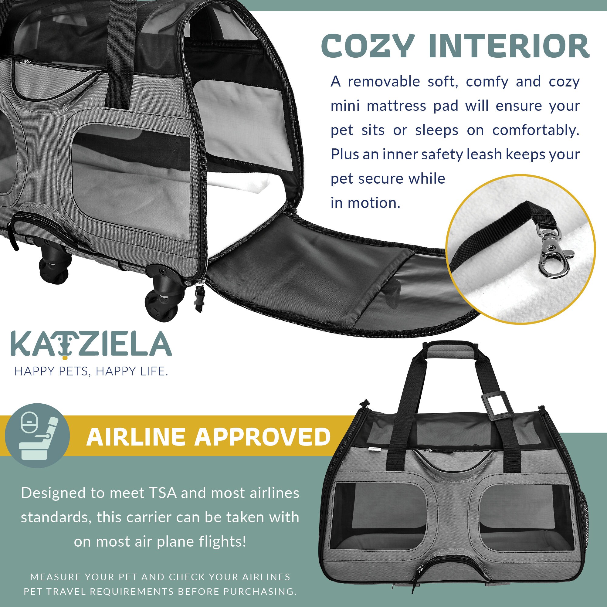 Katziela Airline Approved Wheeled Pet Carrier Etsy