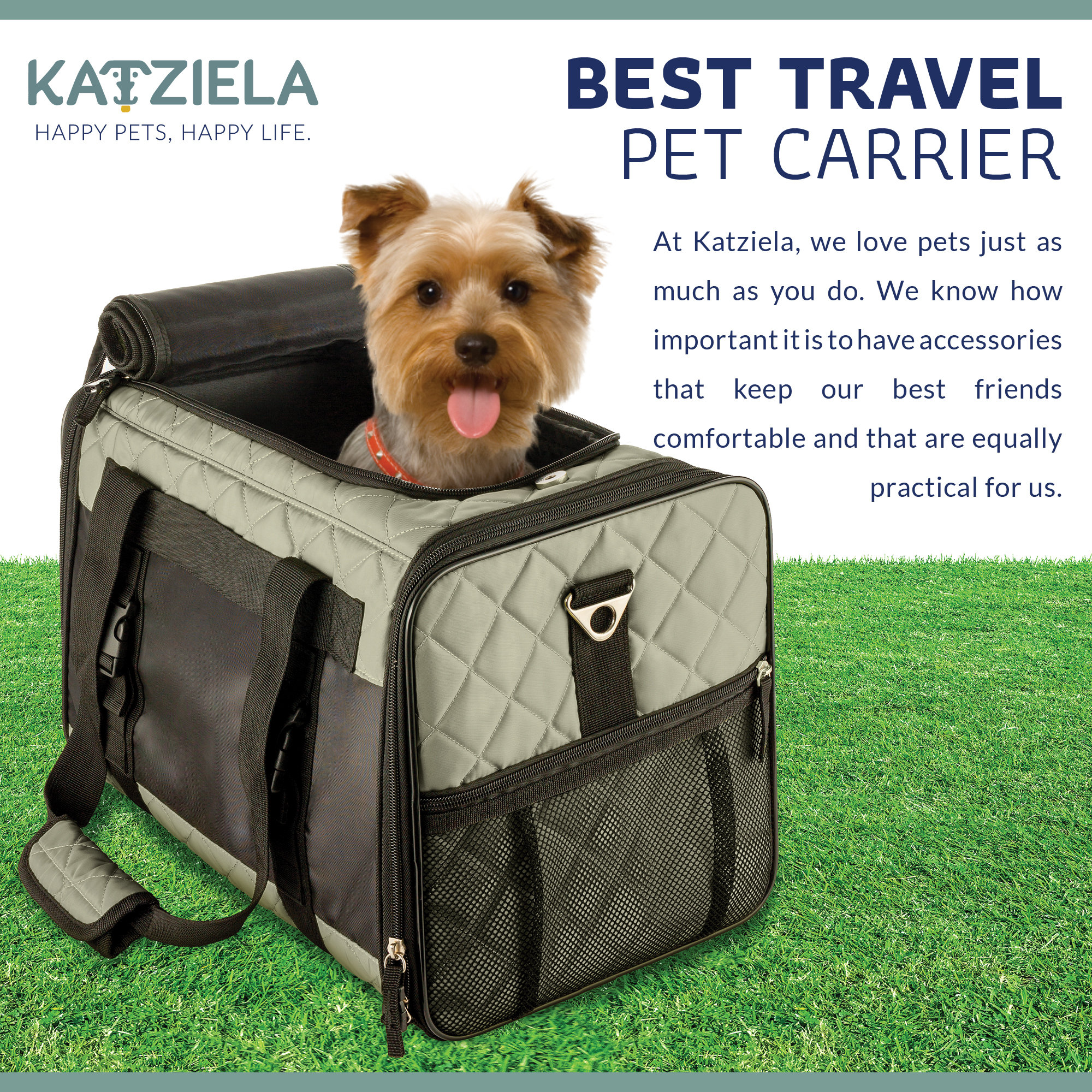 Katziela Voyager Backpack Pet Carrier - Gray/Green