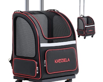 Katziela® Hybrid Adventurer™ Pet Backpack with Removable Wheels and Telescopic Handle