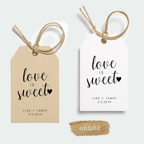 Love is Sweet Tag Template Wedding Favor Tag Printablelove - Etsy