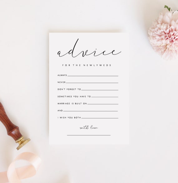 printable wedding advice cards bride groom advice for the etsy printable wedding advice cards