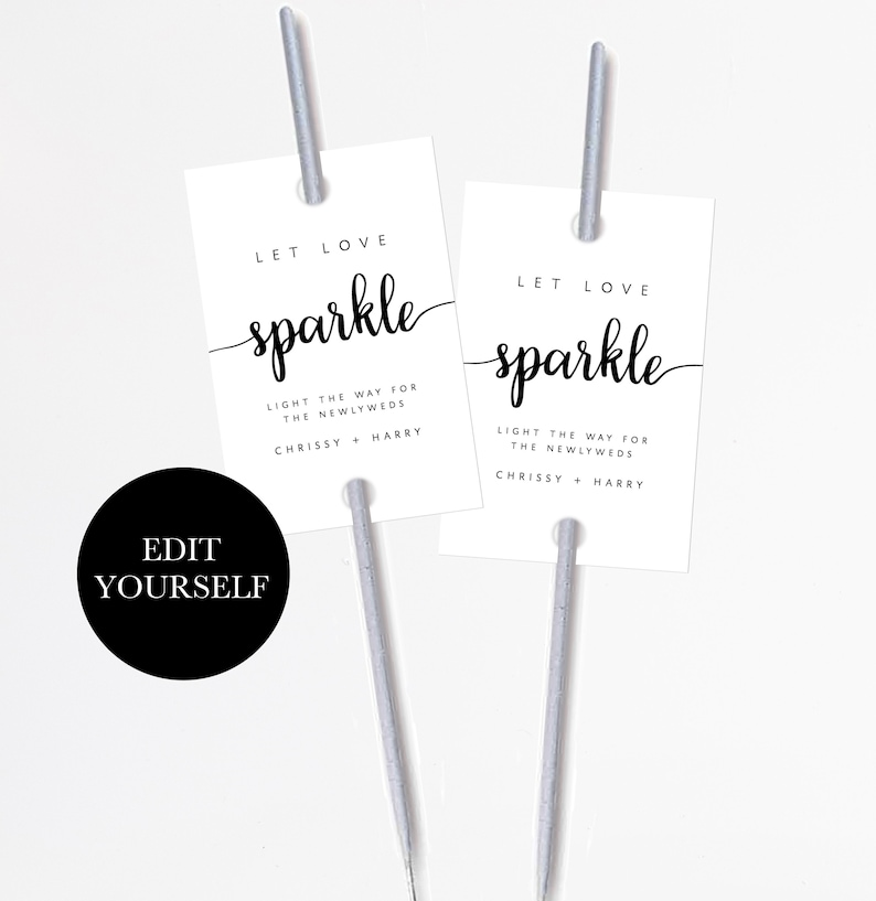 Printable Sparkler Tags Let Love Sparkle Tag Wedding Sparkler - Etsy