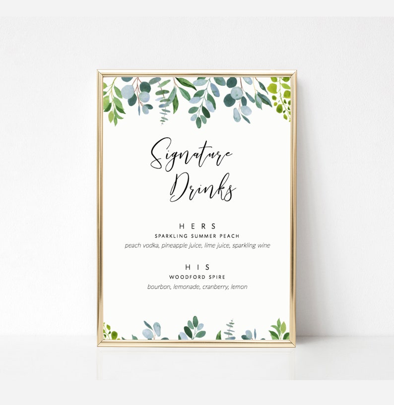 Printable Signature Drinks Menu His and Hers Drinks Sign - Etsy