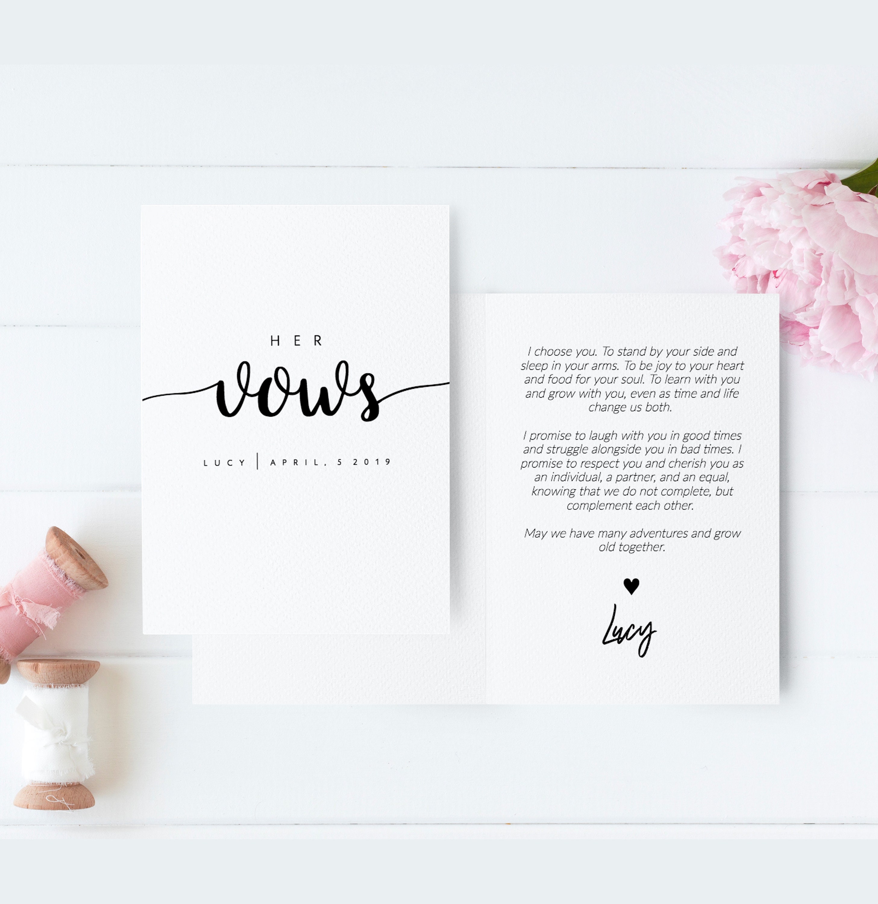 His and Her Wedding Vow Booklets Printable Wedding Vow Book | Etsy