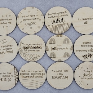 Single Wooden Truth tokens, Anxiety, Reassurance, truth tokens