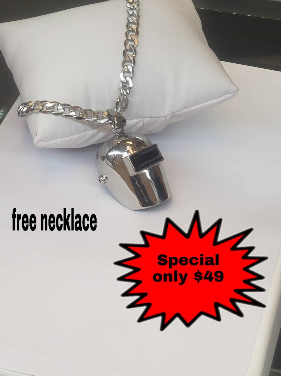 Welder Helmet Pendant With Onix Crystal Etsy