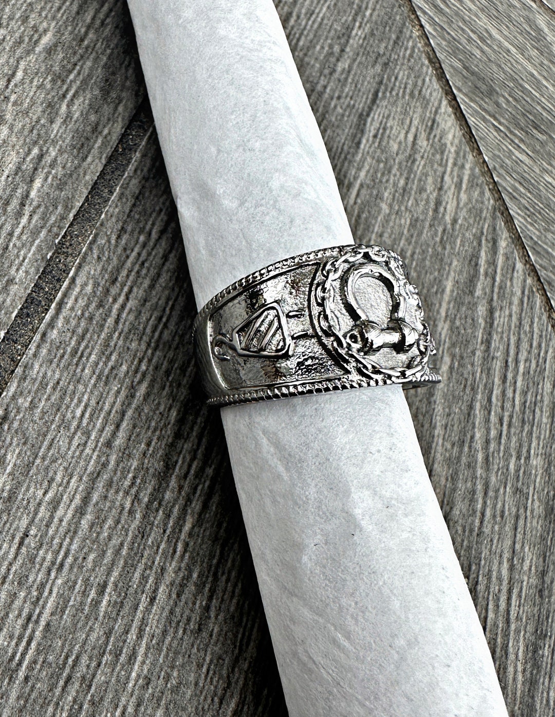 Ironworker Steel Ring Etsy