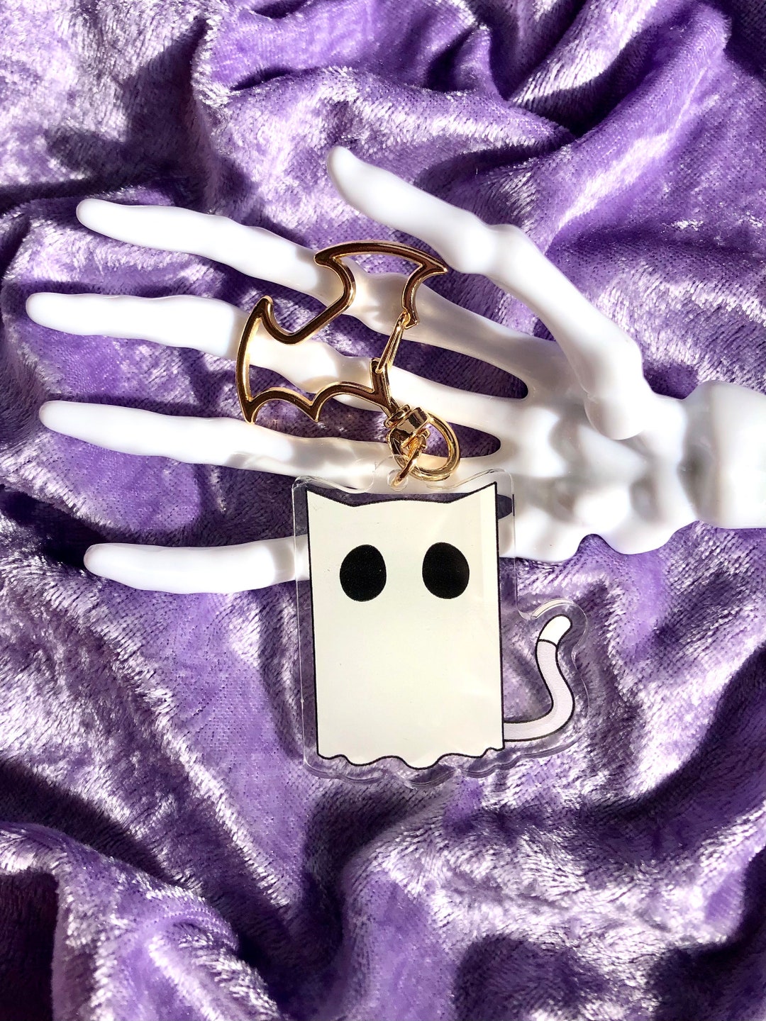 Ghost Kitty Keychain - Etsy