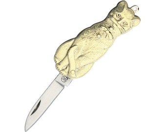 Cat Shaped Pocket Knife - 2.25 Inches Closed - Jewelry Collectible - Novelty