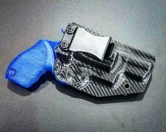 Taurus The Judge Public Defender 4510 5 Round Revolver 2.5 Inch Barrel Black Carbon Fiber Kydex IWB Holster Right Hand 45 Cal / 410