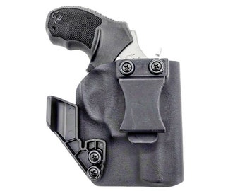 Funda Taurus 856 - Revólver 38 Special - Mano derecha IWB - Funda táctica negra de Kydex con ala de garra