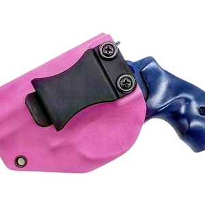Smith & Wesson Model 642 Revolver .38 Special 1.875 Inch Barrel J Frame Bubblegum Pink Kydex Holster IWB Left Hand
