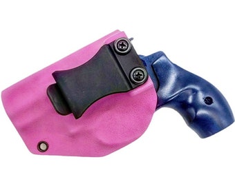 Smith & Wesson Modell 642 Revolver .38 Spezieller 1.875-Zoll-Lauf J Frame Bubblegum Pink Kydex Holster IWB Linke Hand