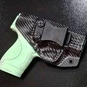 Smith and Wesson M&P Shield 9mm Holster - Black Carbon Fiber Kydex - Right Hand IWB - Left Hand OWB