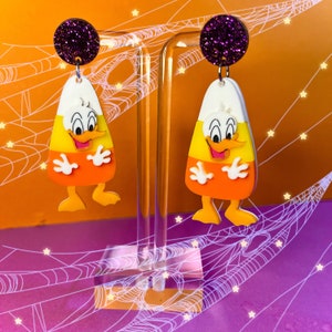 Boucles d&#39;oreilles en sucre d&#39;orge | Boucles d&#39;oreilles en acrylique | Boucles d&#39;oreilles Halloween