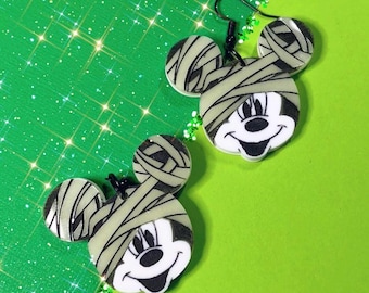 Mummie-muisoorbellen | Gloed in het donker | Halloween-oorbellen