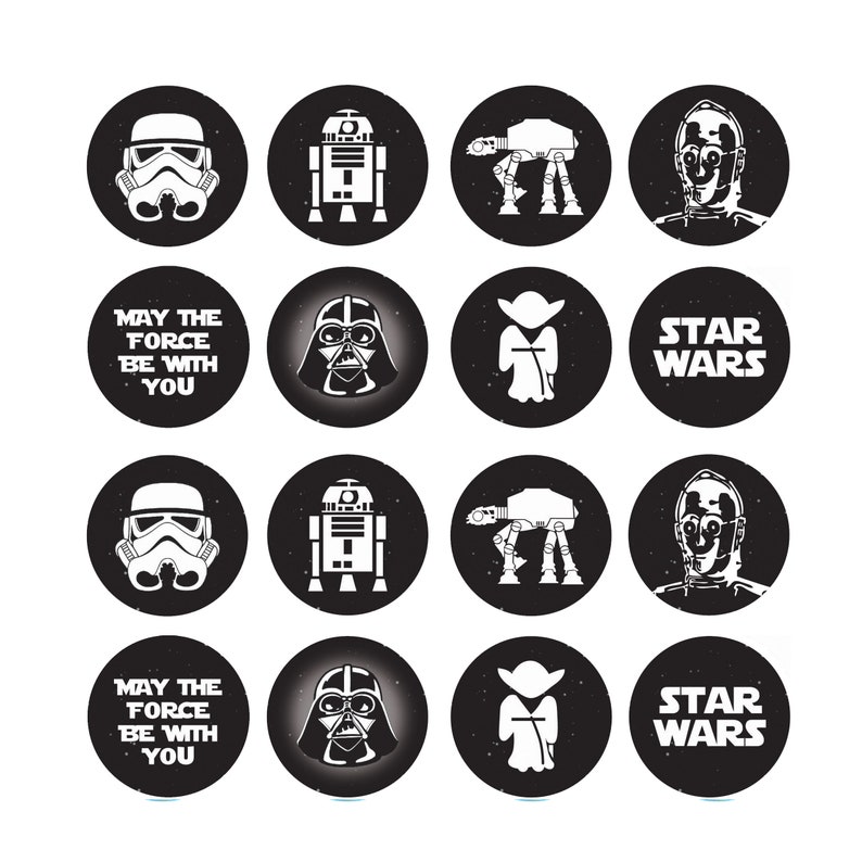 16x EDIBLE Star Wars Stand up Cupcake Toppers Birthday Party Wafer Card Sheet