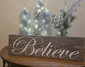 Believe Wood Sign - Believe Christmas sign - Christmas wall decor - Christmas decorations - Christmas wood sign - Christmas mantel