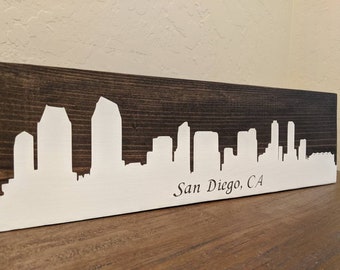 San Diego California Skyline - Wood Sign - Wall Decor - Housewarming gift - san Diego skyline wood sign - San Diego gifts