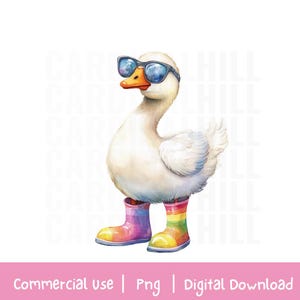 Rainbow Goose l Silly Goose Clipart l Silly Goose l Whimsical Clipart l Commercial Use | Goose Clip Art | Digital Download | Sticker