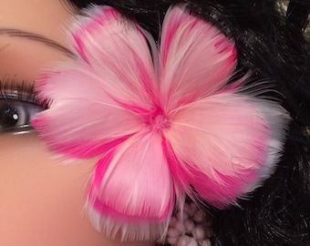 Pink Plumeria Feather Flower Ear Pick,Exotic Plumeria's,Tropial Plumeria's,For Her,Updo Hair Pick,Wedding Jewels,Hawaiian Wear,Aloha Wear