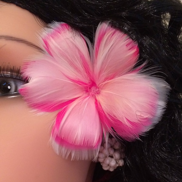 Pink Plumeria Feather Flower Ear Pick,Exotic Plumeria's,Tropial Plumeria's,For Her,Updo Hair Pick,Wedding Jewels,Hawaiian Wear,Aloha Wear