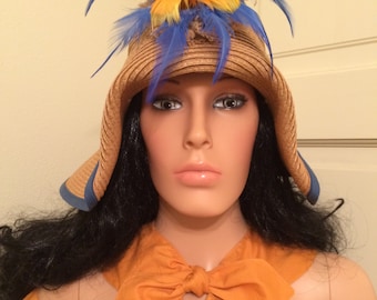 Vintage Womens Cloche Hat Peacok Feathers Irridescent G Howard Hodge Jr Flapper Vintage Womens Cloche Hat Peacok Feathers Irridescent G  main image 4