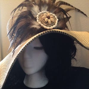 Kentucky Derby Feather Hat,Floppy Feather Hat,Hawaiian Style Feather Hat,Tribal Feather Hat,Polynesian Fancy Feather Hat,Hawaiian Feathers