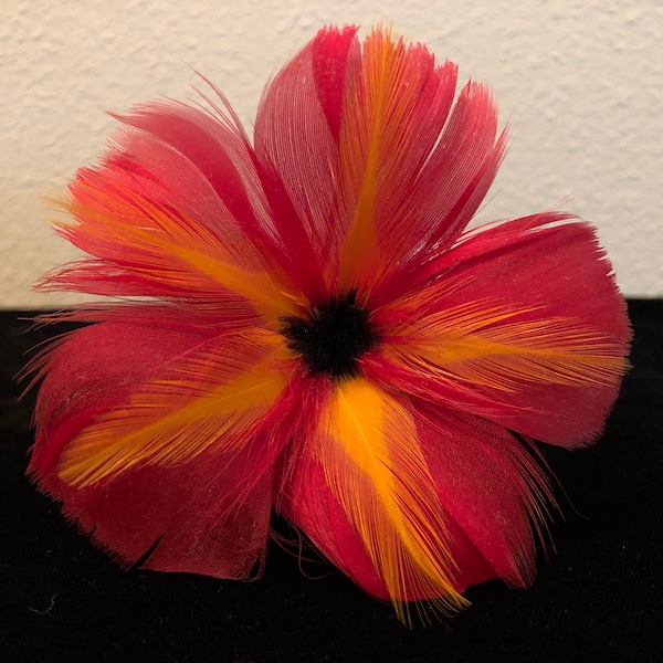 Red Lava Feather Flower Ear Pick,Hair Trinkets,Bridesmaids Accessories,Hawaiian Girl,Hula Dancer,Tahitian Dancer,Red Feather Flower,Hawaiian