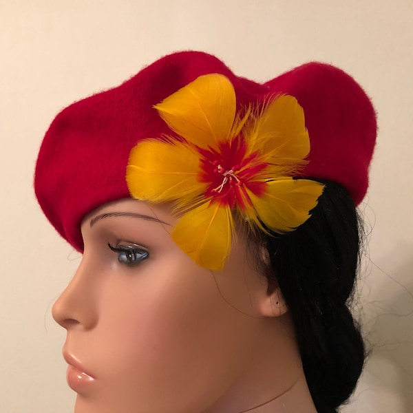 Capelli di fiori di piume di ibisco giallo o clip per cappello, pezzo di capelli ibisco, accessori per capelli, abbigliamento hawaiano, abbigliamento Aloha, su misura