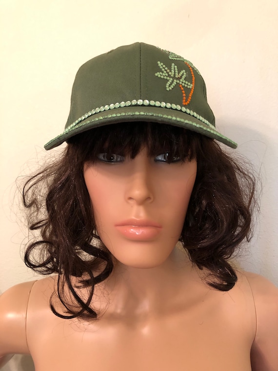 Olive Green Embellished Hat Olive Green Embellished Hat - Etsy main image 3