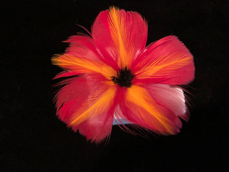 Red Lava Feather Flower Ear Pick,Hair Trinkets,Bridesmaids Accessories,Hawaiian Girl,Hula Dancer,Tahitian Dancer,Red Feather Flower,Hawaiian