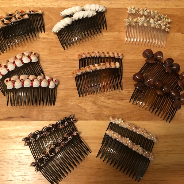 Multiple Choice Shell Hair Comb Sets,Each Set Sold Separately,One of A KInd Hair Pieces,Shell Hair Combs,Birthstone Shell Hair Combs,Shells