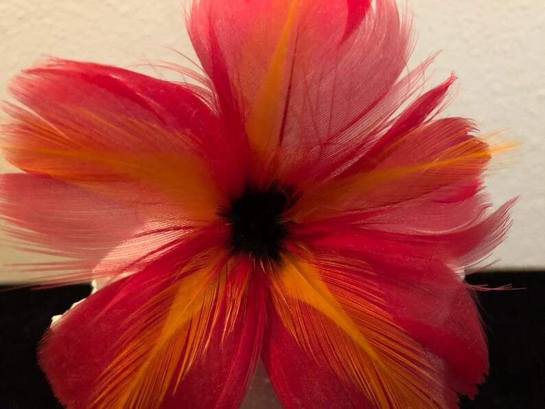Red Lava Feather Flower Ear Pick,Hair Trinkets,Bridesmaids Accessories,Hawaiian Girl,Hula Dancer,Tahitian Dancer,Red Feather Flower,Hawaiian