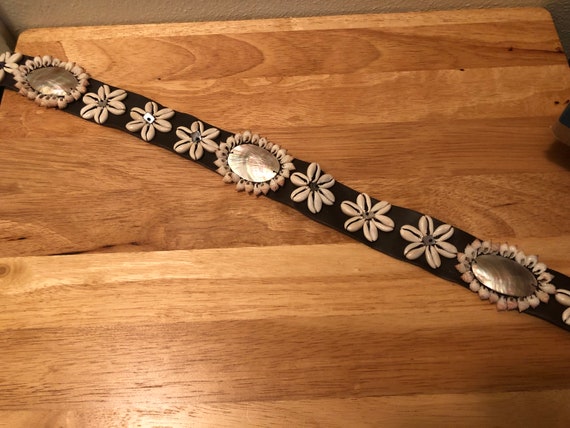 Handmade Maui Hawaii shell belt white leather Accessories | Handmade Maui Hawaii Shell Belt White Leather  main image 3