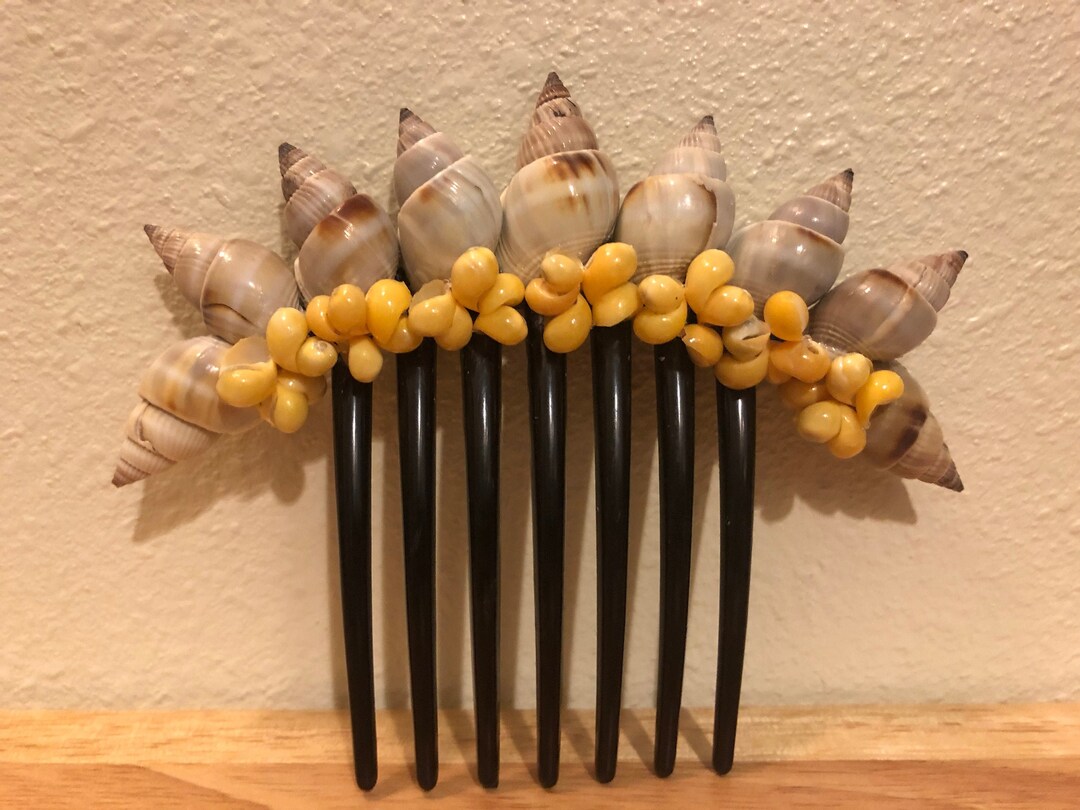 Spiral Snail & Yellow Mongo Shell French Comb,decorative Shell Comb,up ...