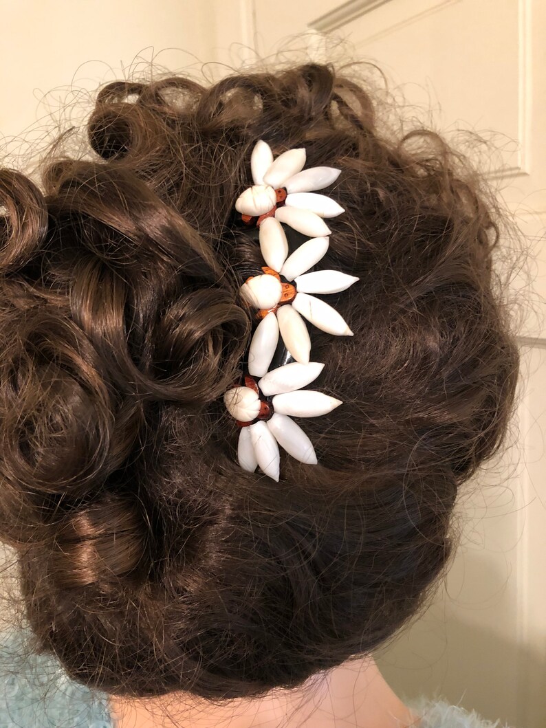 Ivory Turtle & Olive Shell French Hair Comb,hawaiian Style Shell Comb ...