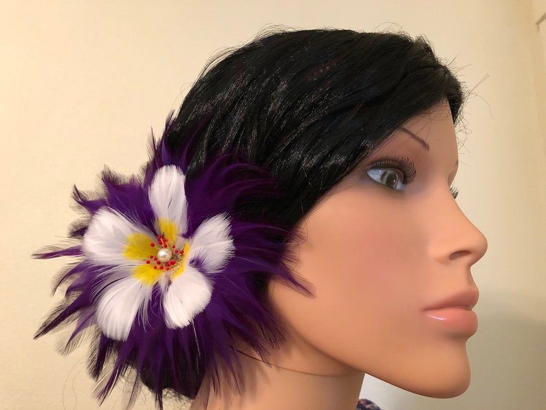 Aloha On My Mind Hibiscus Feather Flower Hair Pick,Hawaiian Style Hair Pick,Hair Ornament,Hair Trinkets,Up-Do Hair Pick,Hawaiian Feather Art
