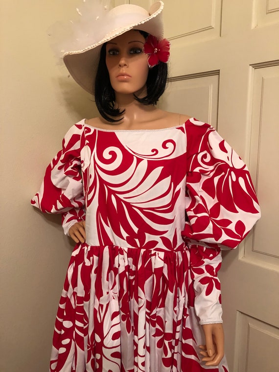 Buy New : Queen Emma Style Hawaiian Print Gown,hawaiian Formal Wear,red &  White Aloha Wear,18th Century Hawaiian Print Gown,hawaiian Wear,gowns  Online in India - Etsy