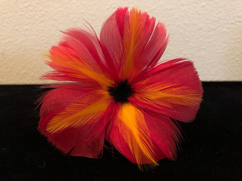 Red Lava Feather Flower Ear Pick,Hair Trinkets,Bridesmaids Accessories,Hawaiian Girl,Hula Dancer,Tahitian Dancer,Red Feather Flower,Hawaiian