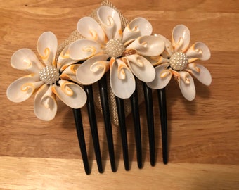 Urecus Strombus Cut Shell French Comb,Decorative French Comb,Up-Do French Comb,Fashion Hair Piece,Hawaiian Style Hair Comb,Wedding Hair Comb