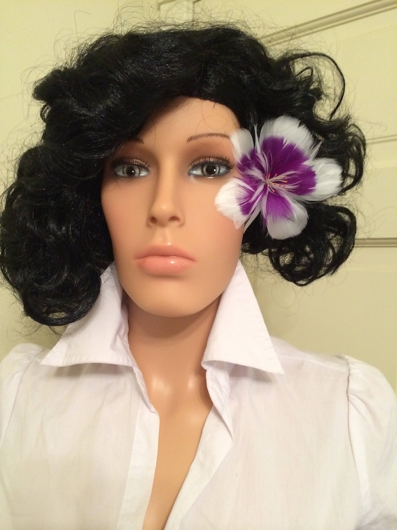 Exotic White & Purple Hibiscus Feather Flower Ear - Etsy