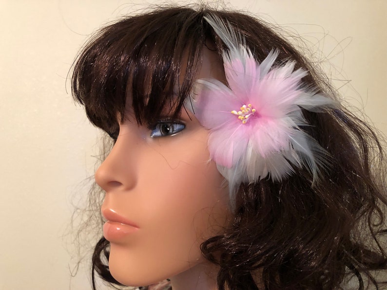 Sm Pink Feather Hibiscus Flower Ear Pick New Etsy