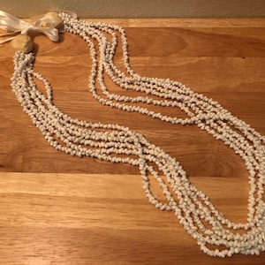 vintage 6 Strand White Mongo Shell Wedding Jewel Set, Hula Implements, Costume Wear, Ensemble de bijoux polynésiens, Vêtements hawaïens, Aloha Wear, Antique